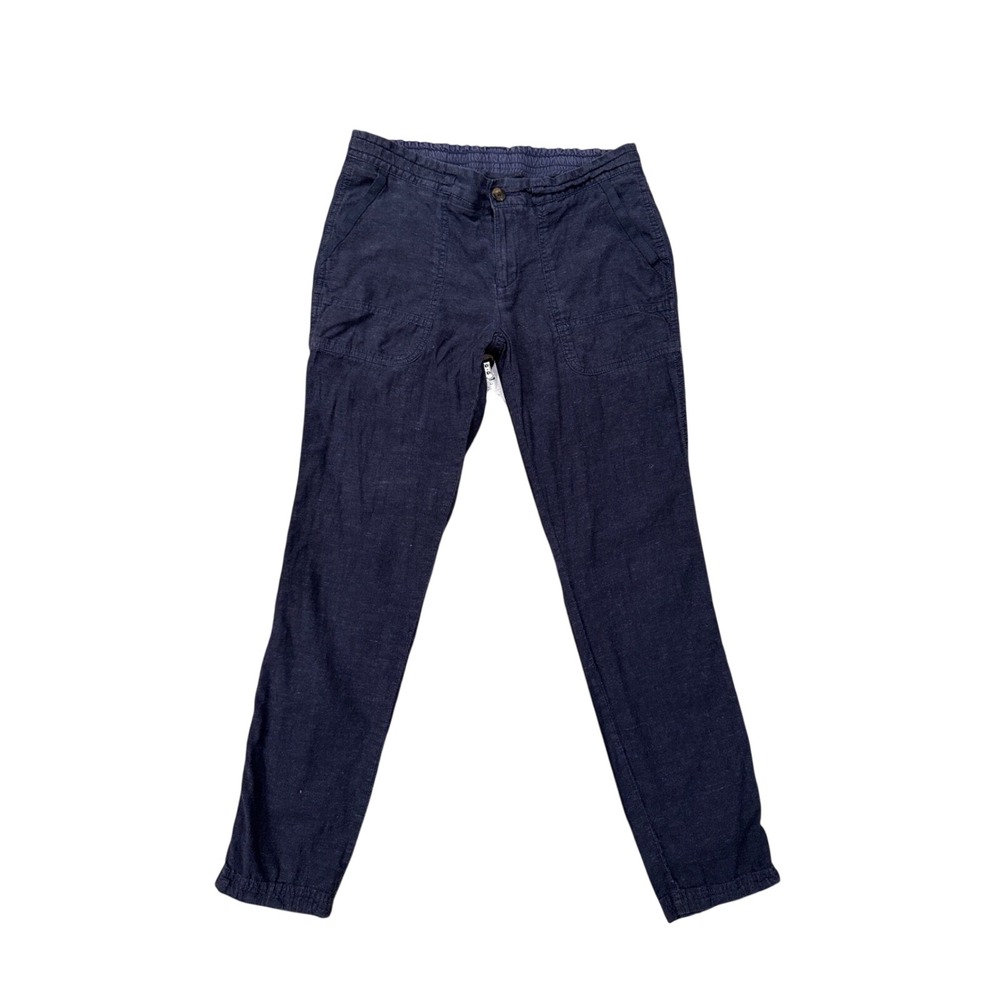 Columbia Navy Blue Linen Blend Elastic Waist Pants Womens Small Regular